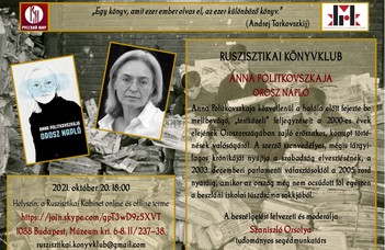 A soron következő könyvklub témája Anna Politkovszkaja "Orosz napló" című kötete lesz.