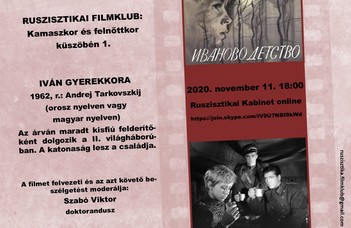 2020. november 11-én 18 órakor Andrej Tarkovszkij 1962-es, legendássá vált filmjét vitatjuk meg.